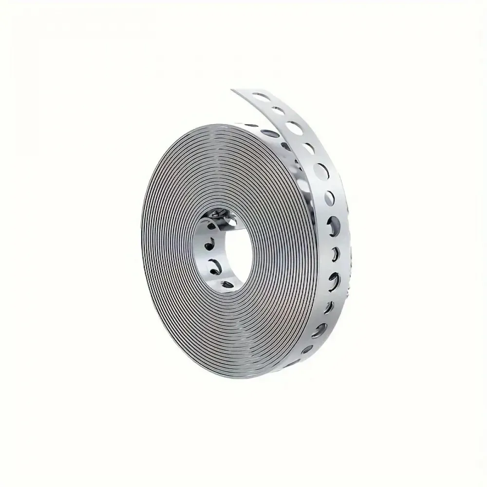 Galvanized Steel Tape, Pre-Punched Multi-Slot Metal Strap for Pipe Support (3-Pack)